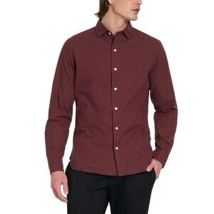 Ted Baker Men's L Red Long Sleeve Button-Up Shirt Cotton Pattern M0604